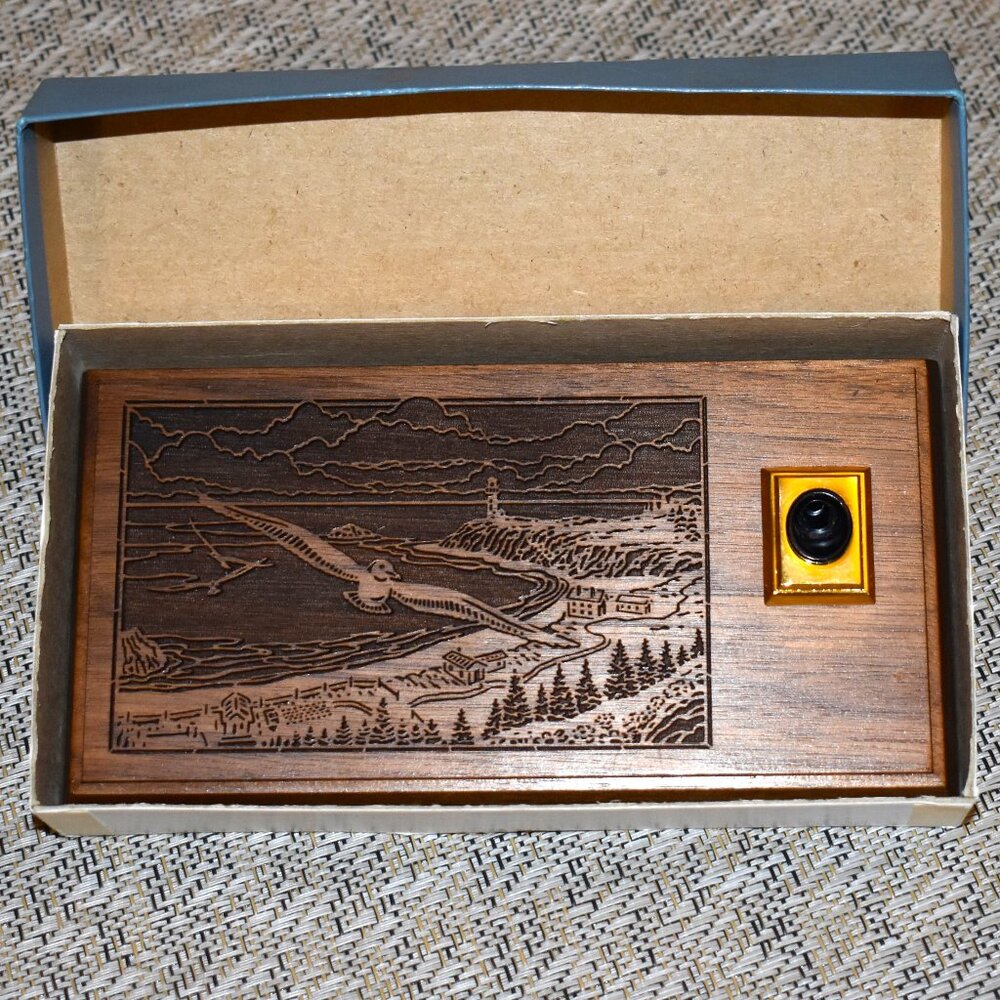 Lasercraft Coastline Desk Set Base Vintage Brown Laser Engraved‎ Wood